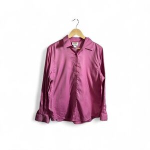 Talbots Pink Wrinkle Resistant Button Up Shirt Size 14 Long Sleeve Blouse